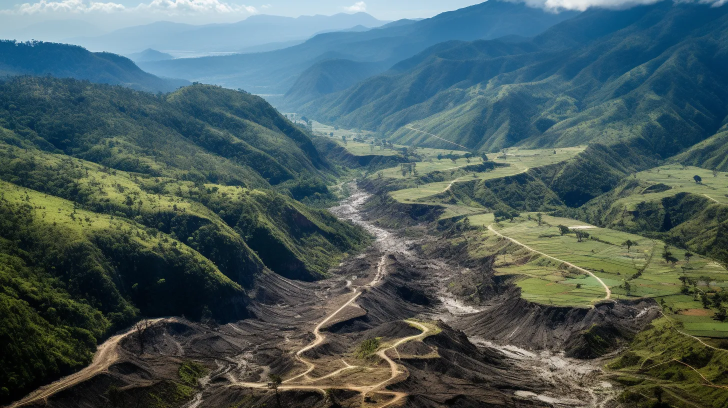 eroded landscapes juxtaposed with images of devastating hurricanes and earthquakes