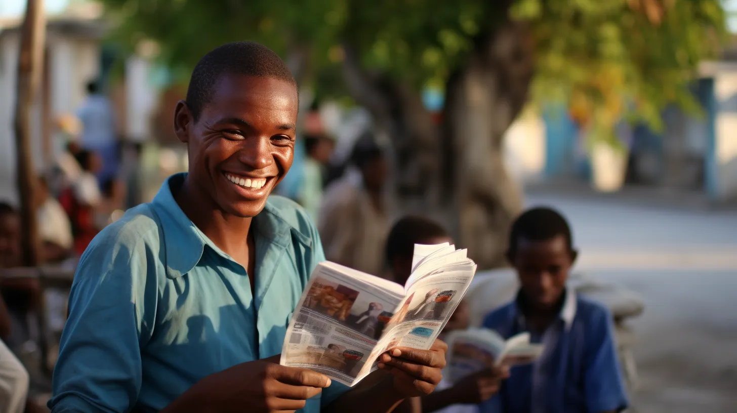 of Haiti and pictures of smiling children in the background