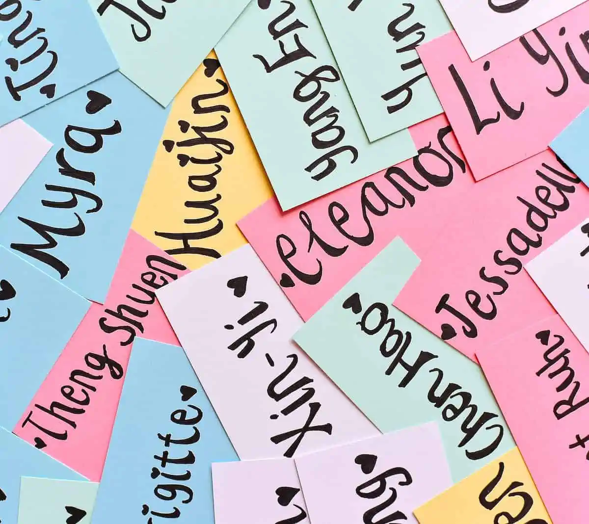 assorted-color of name cards