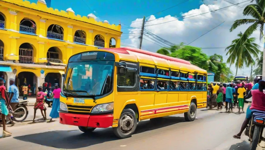 pedestrians sharing rides to highlight affordable transportation options in Haiti