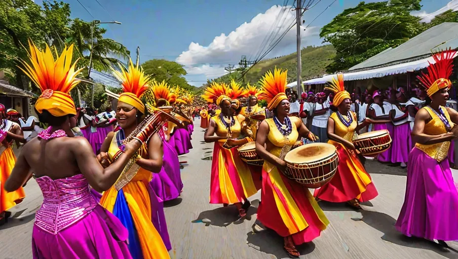 streets immersed in the enchanting sounds of traditional Haitian instruments