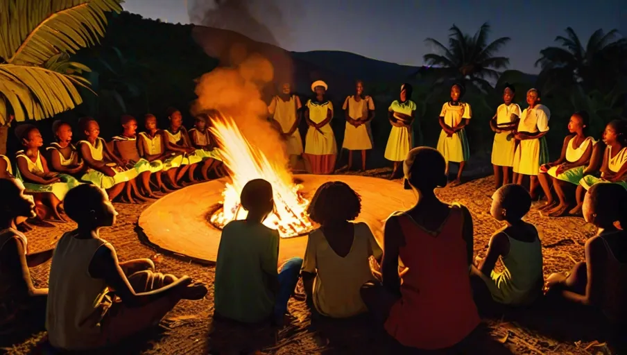 while the storyteller passionately shares tales passed down through generations