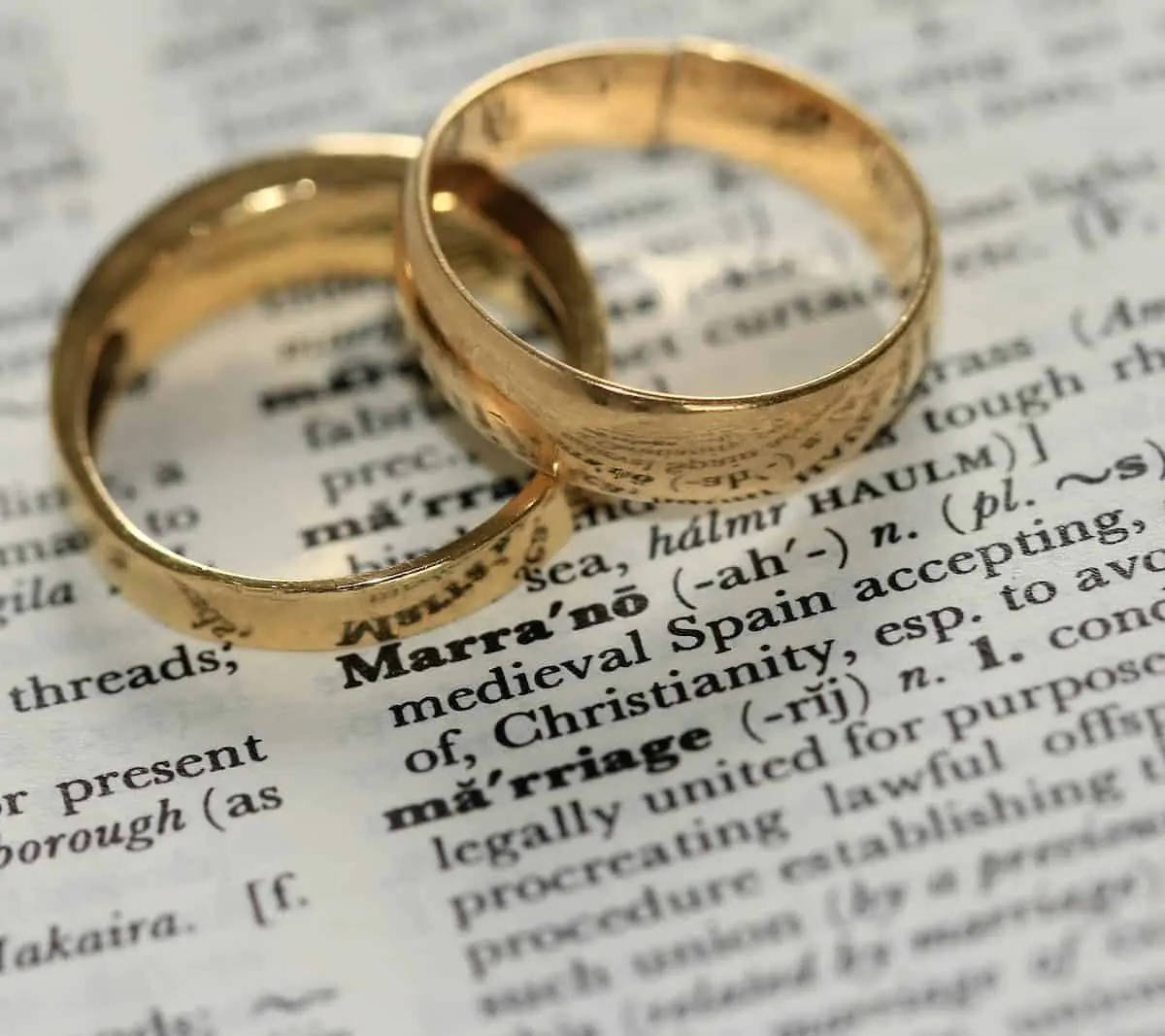 two gold-colored rings on paper